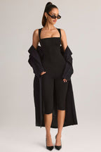 Modal Square-Neck Bodycon Capri Jumpsuit in Black