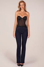 Bandeau Lace-Up Corset Top  in Black