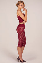 Laced Capri Trousers  in Cherry Red