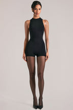High-Neck Romper in Black