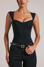 Sweetheart-Neck Bodysuit in Black