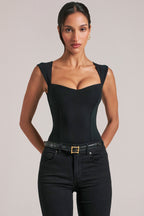 Sweetheart-Neck Bodysuit in Black