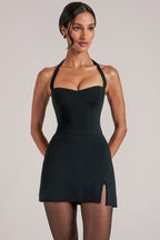 Longline Halterneck Top  in Black