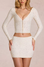 Lace Mini Skirt in Pearl