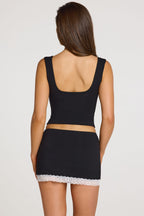Modal Lace-Trim Top in Black