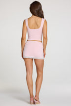 Modal Lace-Trim Low-Rise Skort in Baby Pink