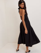 Black Halterneck Amie Midi Dress