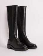 Black Leather Knee High Boots