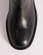 Black Leather Knee High Boots
