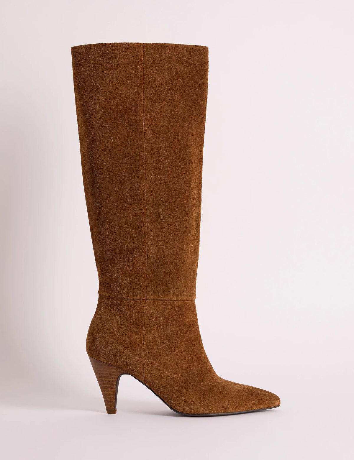 Brown Suede Knee High Heeled Boots
