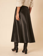 Black Leather Midi Skirt