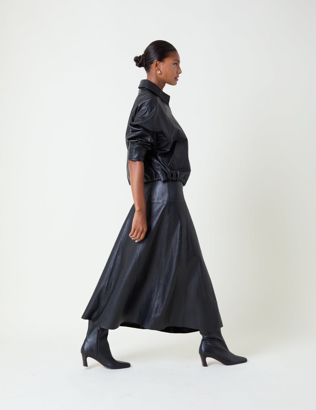 Black Leather Midi Skirt