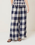 Navy Gingham Top & Trousers Set