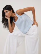Light Blue Linen-Rich Swing Top