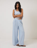 Light Blue Linen-Rich Swing Top