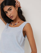 Light Blue Linen-Rich Swing Top