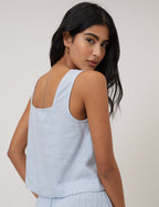 Light Blue Linen-Rich Swing Top