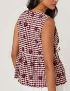 Burgundy Gingham Side Tie Swing Top
