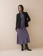Blue and Red Gingham Sicily Midi Dress