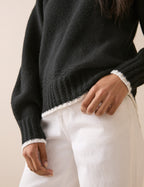 Black Contrast Trim Bow Detail Jumper