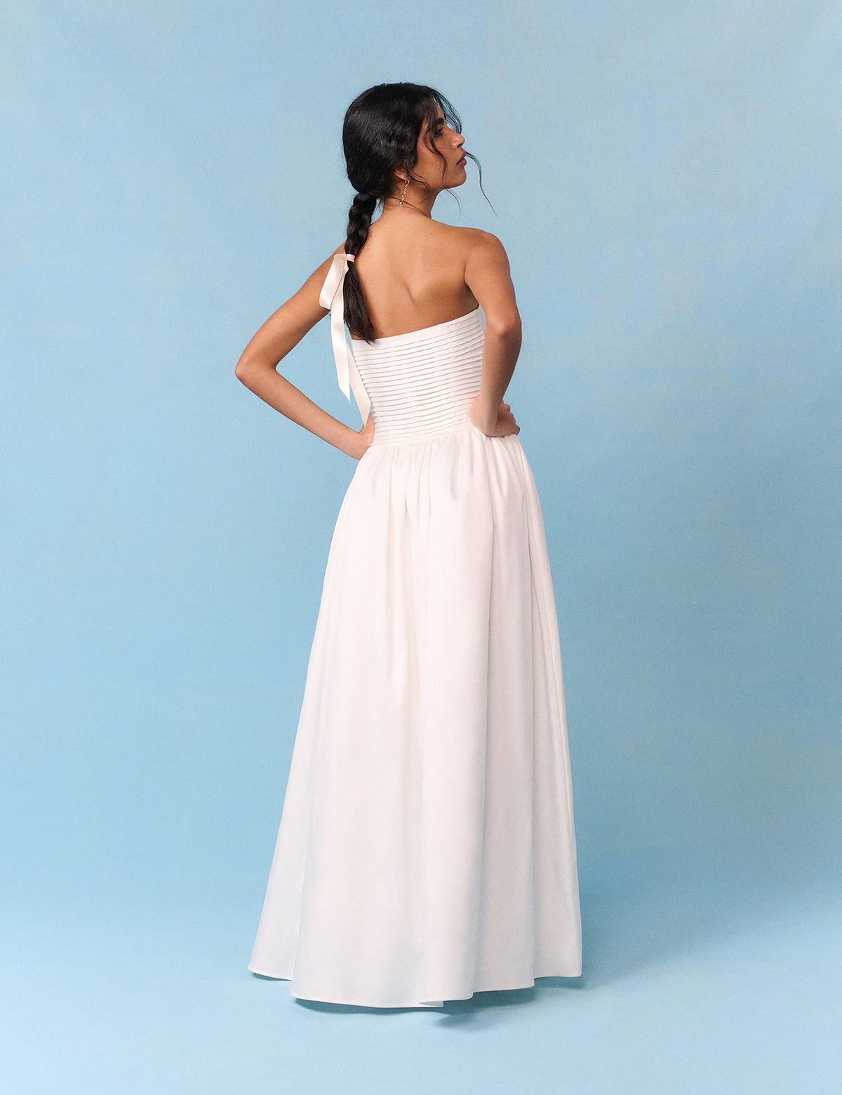 Bridal Ivory Satin Column Strapless Opal Maxi Dress