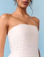 Bridal Ivory Satin Column Strapless Opal Maxi Dress