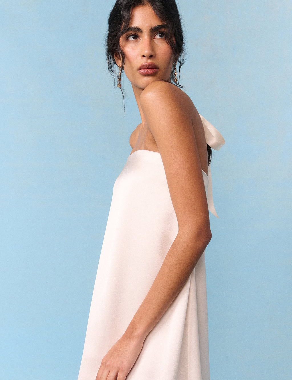 Bridal Ivory Satin Bandeau Eira Maxi Dress