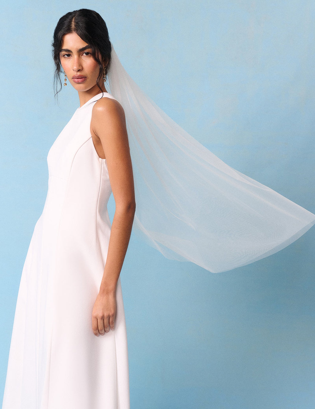 Bridal Ivory Crepe Cross Back Antonia Midi Dress
