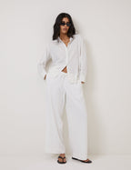 White Oversized Linen-Rich Shirt