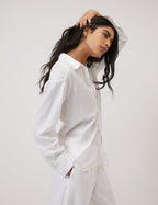 White Oversized Linen-Rich Shirt