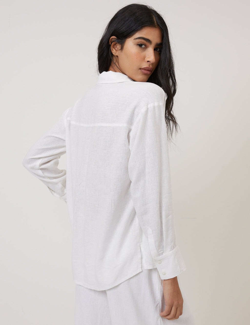 White Oversized Linen-Rich Shirt