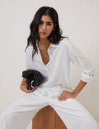White Oversized Linen-Rich Shirt