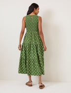 Green Polka Dot Sleeveless Charlie Midi Dress