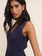 Navy Sleeveless Audrey Midi Dress