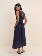 Navy Sleeveless Audrey Midi Dress