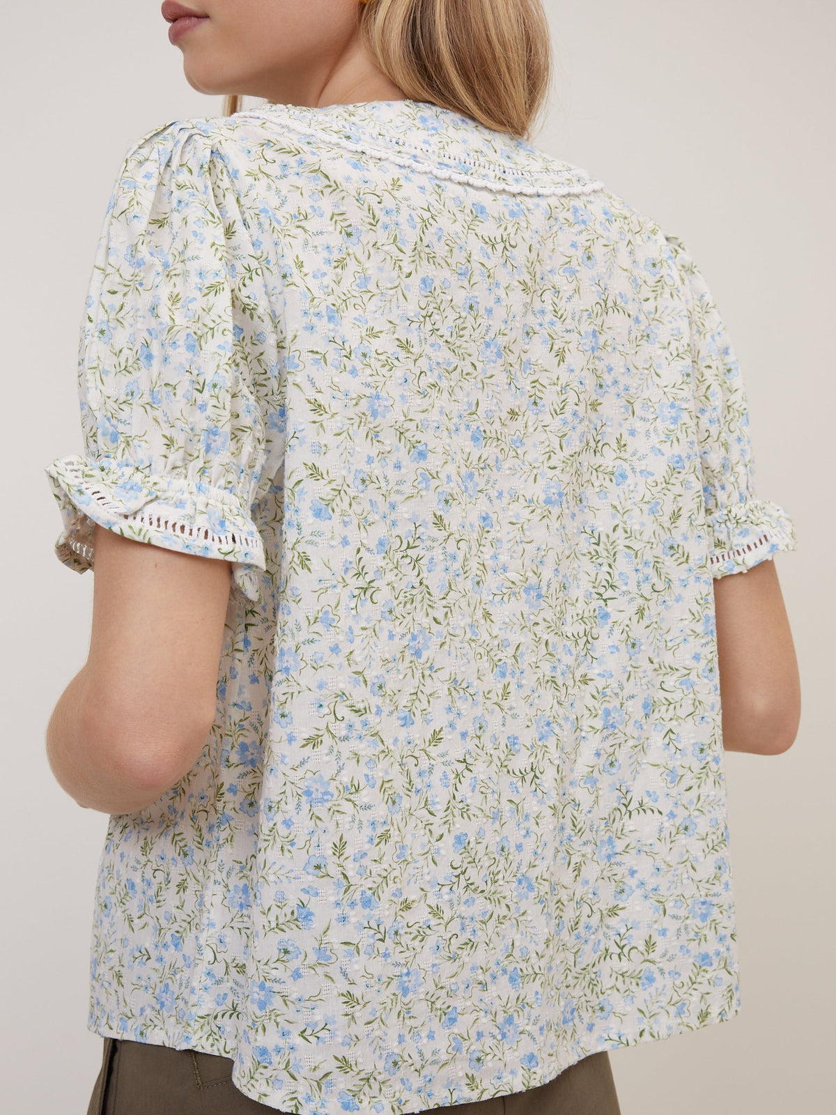White Floral Peter Pan Blouse