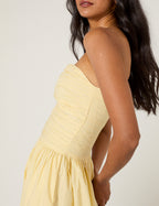 Butter Yellow Bandeau Rosalie Midi Dress