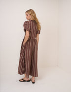 Cream and Brown Striped Starlight Midi Dress
