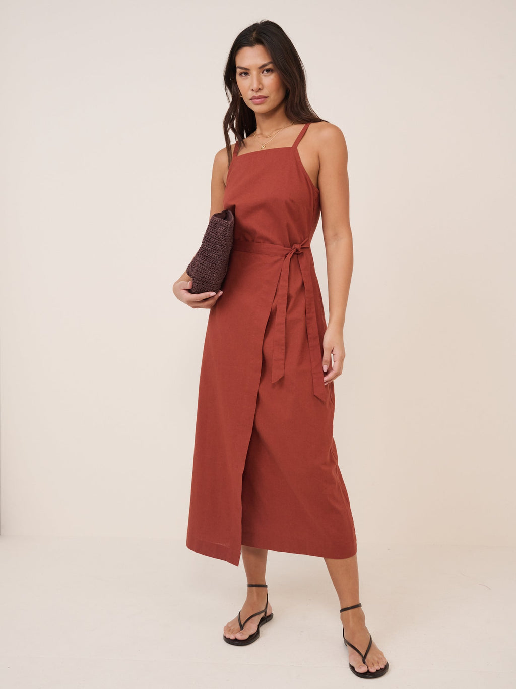 Rust Red Kourtney Midi Dress