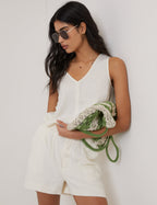 Cream Linen-Rich Shorts