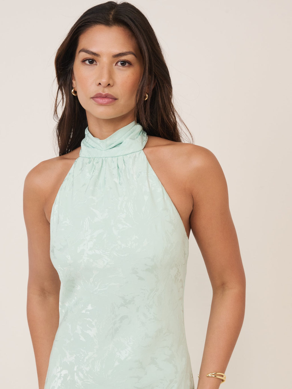 Mint Green Floral Satin Fifi Maxi Dress