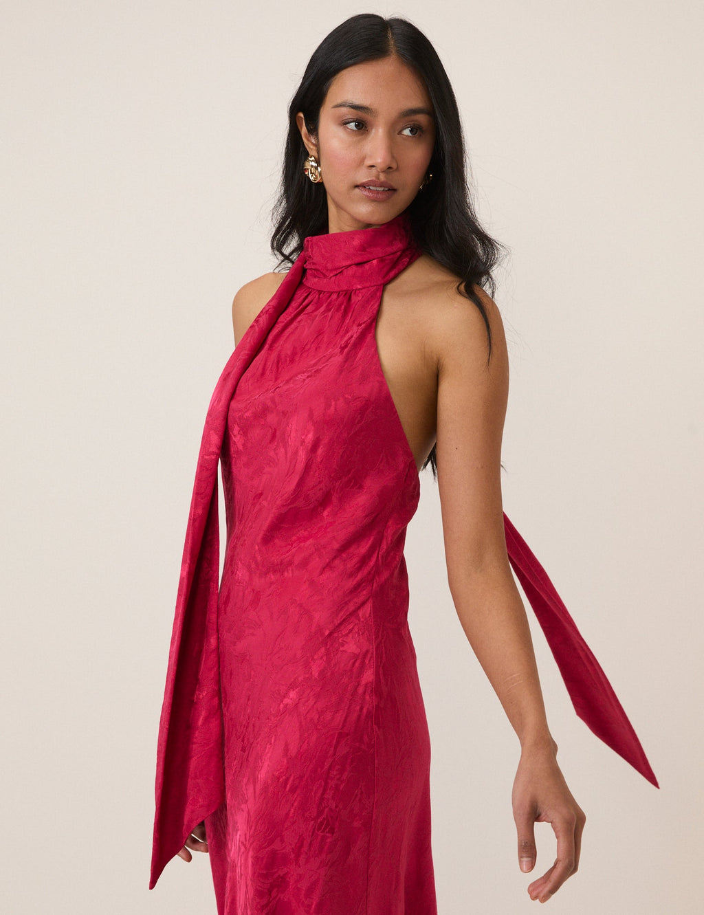 Pink Floral Satin Fifi Maxi Dress