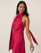 Pink Floral Satin Fifi Maxi Dress