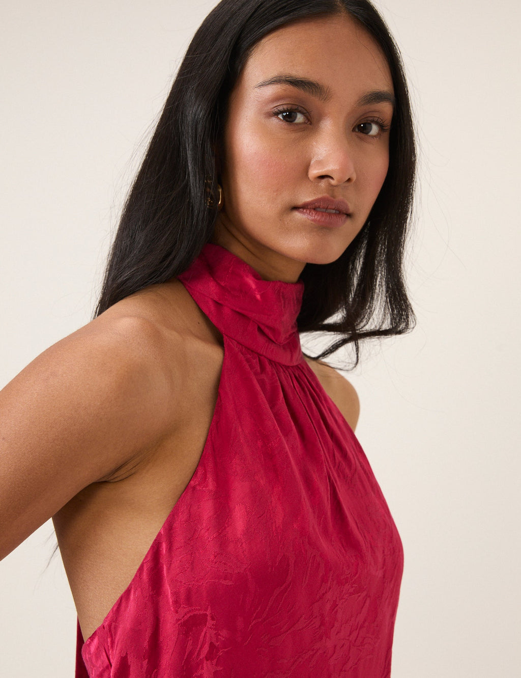 Pink Floral Satin Fifi Maxi Dress