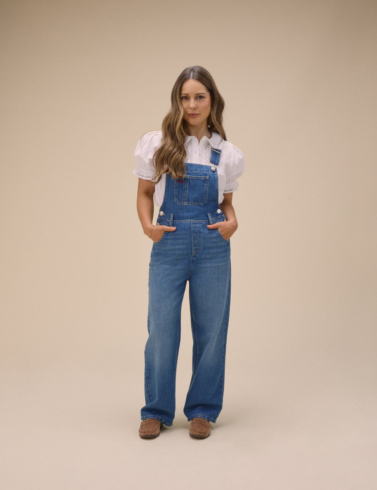 Mid Blue Denim Straight Leg Dungarees