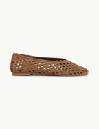 Tan Suede Cut Out Ballet Flats