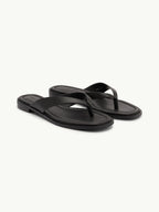 Black Leather Flip Flops