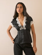 Black Lace Trim Maeve Top