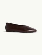Brown Leather High Vamp Ballet Flats
