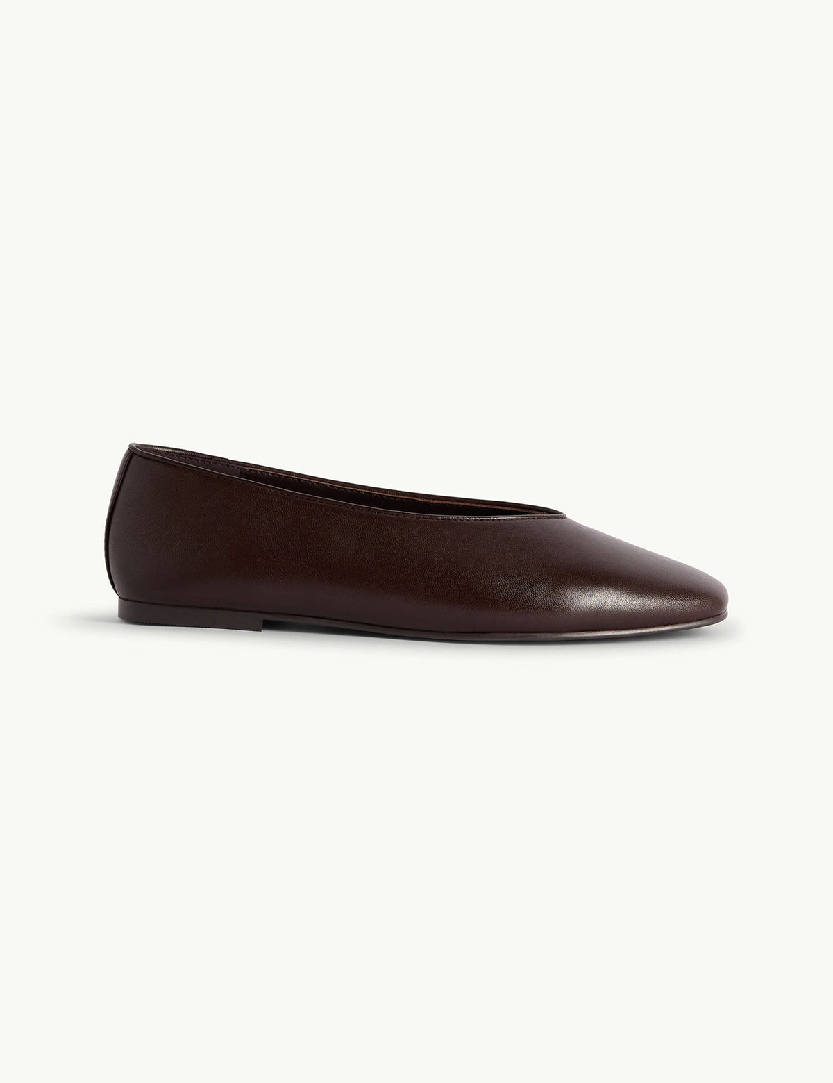 Brown Leather High Vamp Ballet Flats